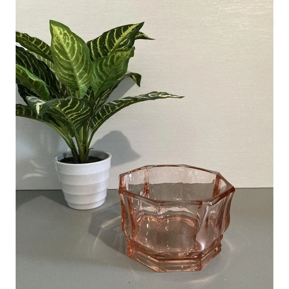 Cambridge Pink Depression Glass Octagonal Bowl Candy Dish Vintage  NO LID